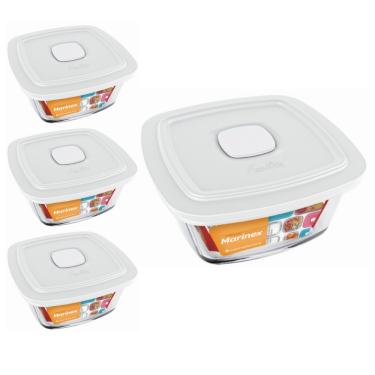 Imagem de 3 Potes Vidro Facilita Vap Quadrado Com Tampa 2L Marinex