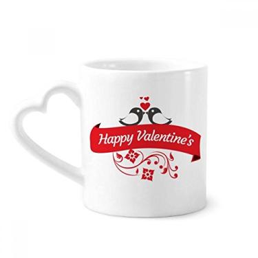 Imagem de Love Birds Happy Valentine's Day Caneca de café cerâmica copo de coração de vidro