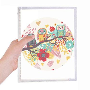 Imagem de Ilustração de animais ramos flores corujas caderno folha solta diário recarregável papelaria