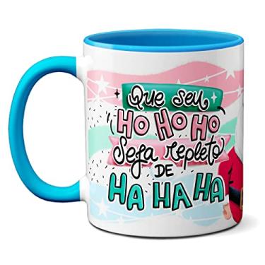 Imagem de Caneca Feliz Natal Ho-Ho-Ho Repleto De Ha-Ha-Ha Presente (Azul)