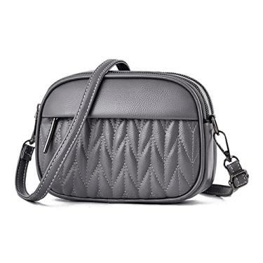 Imagem de Bolsa transversal para mulheres bolsas de couro acolchoadas leve tamanho médio bolsa de ombro feminina moderna carteira, Grey