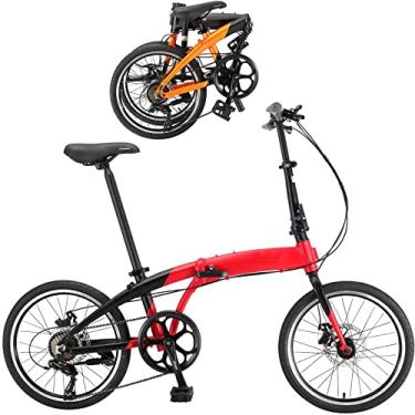 Imagem de Bicicletas dobráveis para adultos bicicleta dobrável leve portátil bicicleta dobrável para mulheres bicicleta da cidade para trabalho escola bicicleta de praia adulto, vermelho, 50 cm