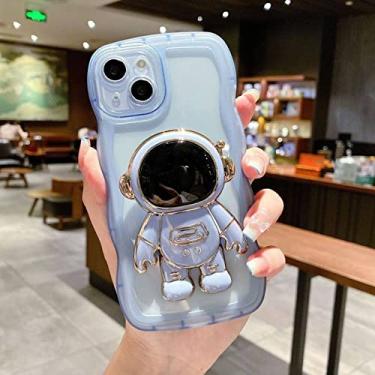 Imagem de para iPhone 14 13 Pro Max para iPhone 12 XR Wavy Edge Astronaut Stand Phone Case Soft Case Color Protective Case, Blue, For iPhone 11 Pro