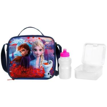 Imagem de Lancheira Infantil Térmica Escolar Frozen 2 - Azul E Vermelha Dermiwil