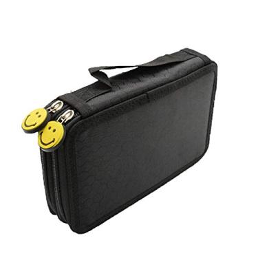 Imagem de Estojo de lápis Elonglin bolsa para caneta prática e grande, multicamadas, com alça para lápis de aquarela, lápis de cor Prismacolor, Crayola, e canetas Marco, 32 compartimentos, preto