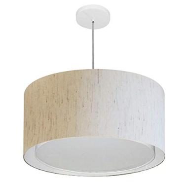 Imagem de Lustre Pendente Cilíndrico Duplo Cúpula Tecido 30/50x40 cm, Vivare Iluminação, Pendente4295 LLA, Linho Bege, Médio