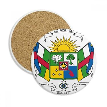 Imagem de Emblema nacional da África Central Caneca porta-copos com proteção de mesa Pedra absorvente