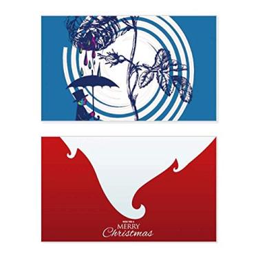 Imagem de Plant Leaves Chapéu de guarda-chuva rosa para festas de fim de ano, cartão de felicitações, mensagem de Natal