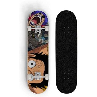 Imagem de Skate de 78 cm Anime One Piece: Macaco D. Luffy 7 camadas Maple Longboard Cartoon Slide Plate Skate Profissional Longo Skate Skate Adolescente Girl Brush Street Long