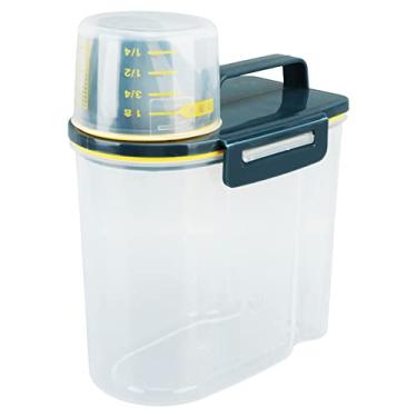 Imagem de Recipiente de Armazenamento Hermético de Arroz, 3 a 5 Lbs Cereal Dry Food Flour Bin, Pet Dog Cat Food Dispenser Com Copo de Medição, Sem BPA (1,5kg Verde)