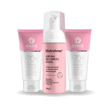 Imagem de Combo Protetor Solar Anasol FPS 70 Clareador 2 Un + Espuma de Limpeza Facial Hidrabene Vegano