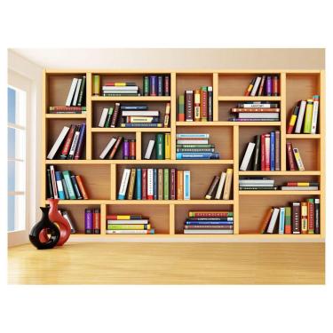 Imagem de Papel De Parede 3D Estante De Livros Fundo Vídeo 3,5M Est08