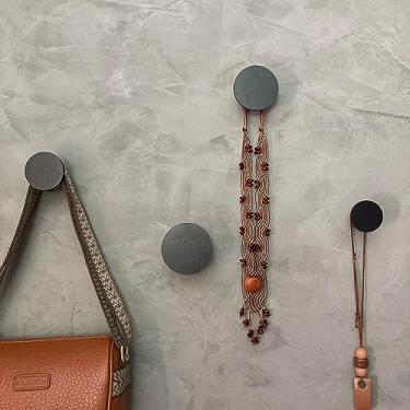 Imagem de 4 Ganchos De Parede Pendurador Bola Mdf Laminado 4 Tamanhos (Preto)