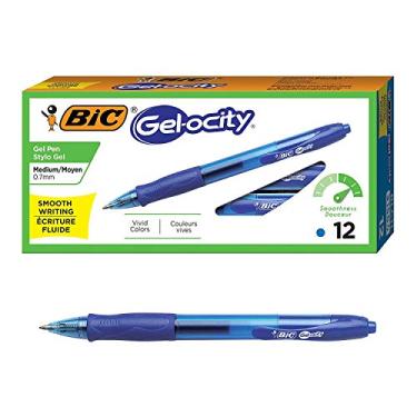 Imagem de BIC Caneta De Gel Retrátil Original Gel-Ocity, Ponta Média (0,7 Mm), Azul, 12 Contagens, Pacote Com 12