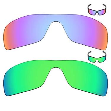 Imagem de Mryok+ 2 pares de lentes polarizadas de substituição para óculos de sol Oakley Batwolf – Rosa cobalto/verde esmeralda