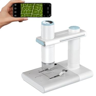 Imagem de Microscópio digital portátil, microscópio eletrônico, 50-1000x, com suporte, pode ser conectado a telefone celular e computador, para observação microscópica, soquete USB-C-white