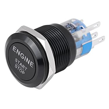Imagem de Botão Interruptor Syrisora ​​12V LED Branco de Partida e Parada do Motor do Carro (Liga de alumínio e zinco preto)