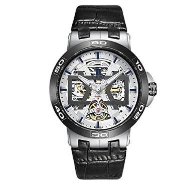 Imagem de OBLVLO Relógios masculinos automáticos mostrador esqueleto pulseira de couro relógio esportivo à prova d'água UM (UM-TWB)