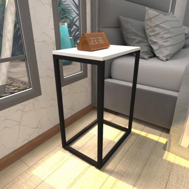 Imagem de Mesa De Cabeceira Industrial Branca Off White Canto Quarto Cabeceira Mesinha Cabeçeira Cabiceira