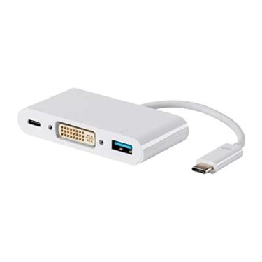 Imagem de Monoprice Adaptador USB-C VGA Multiport - Branco, com conectividade USB 3.0 e resoluções de tela espelhada até 1080p @ 60Hz - Série Select (115759)