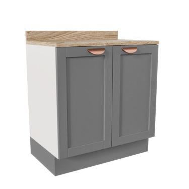 Imagem de Balcão 2 Portas 80cm Arizona CabeCasa MadeiraMadeira Branco/Cinza Claro