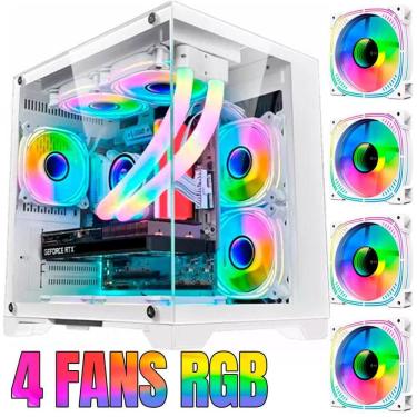 Imagem de Gabinete Gamer Branco Gb1791 4 Fans Rgb Micro-Atx Em Vidro