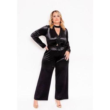 Imagem de Conjunto Feminino Plus Size Veludo Brilhoso