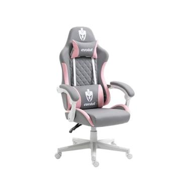 Imagem de CADEIRA GAMER PRISM - EG910 - CINZA COM ROSA - ESTRUTURA BRANCA - EVOLUT