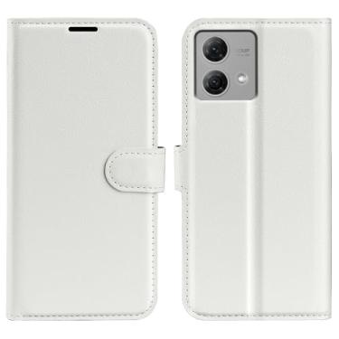 Imagem de Capa de telefone para Motorola Moto G84 5G, couro PU com suporte para cartão de crédito, carteira fina flip com suporte, capa protetora para Motorola G84 5G (branca)