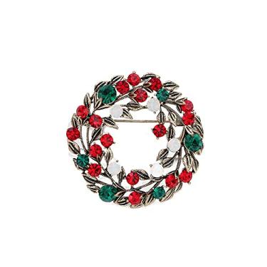 Imagem de Grinalda vintage feminina Feliz Natal feriado broche inspirado vermelho verde cristal bonito Natal Ano Novo acessórios broches vestido brilhante roupas sacos de corsage chapéu decoração folha cachecol