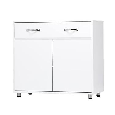 Imagem de Mesa de console com gaveta aparador buffet servidor armário de armazenamento com 2 portas casa cozinha sala de jantar móveis entrada armário armário aparador (branco)