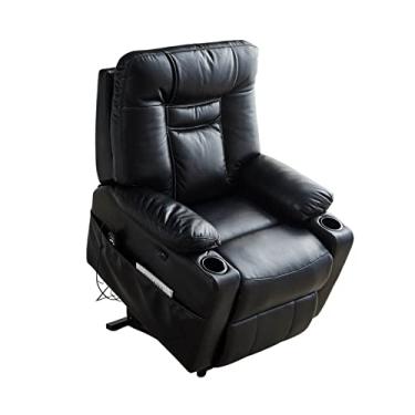 Imagem de Poltrona elétrica para idosos, cadeira de elevação elétrica, tecido de massagem vibratória, sofá, cadeira motorizada para sala de estar com bolso lateral e controle remoto de massagem