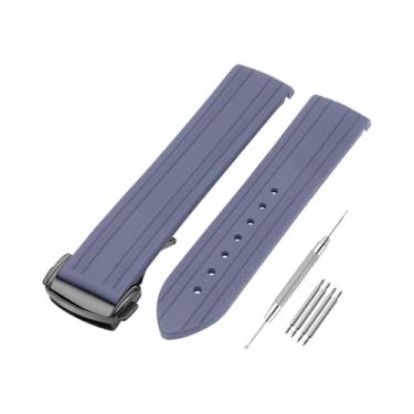 Imagem de SANDEIN Pulseira de relógio compatível com Omega Seamaster 300 AT150 Universe 007, fivela de aço de extremidade curvada, pulseira de substituição de borracha de silicone macio para pulseiras de