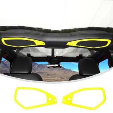 Imagem de Linskip Acabamento da capa do alto-falante de áudio compatível com Jeep Wrangler JL 4XE 2024 e Gladiator JT Sport Rubicon Sahara Willys Mojave Rubicon, capas de alto-falante de teto, acessórios interiores (amarelo)