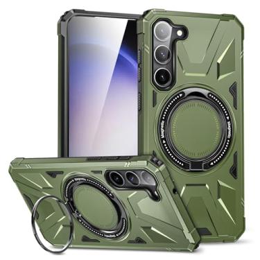 Imagem de YSLBWLE Capa magnética para Galaxy S23 Plus com suporte invisível [compatível com magnético] suporta carregamento sem fio, suporte de anel magnético e capa de proteção contra quedas de grau militar
