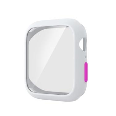 Imagem de AKABEILA Capa compatível com Apple Watch 7/8/9 de 41 mm com protetor de tela de vidro temperado, cobertura total para smartwatch iWatch acessórios branco + roxo