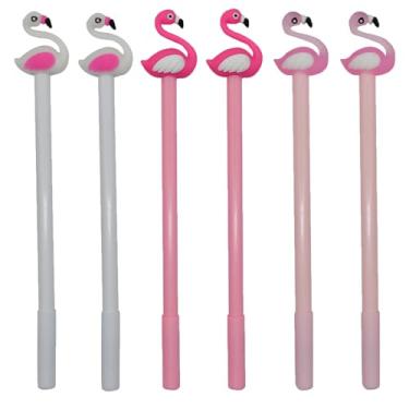 Imagem de Maydahui 12 canetas de gel flamingo, fofas, desenhos animados, canetas criativas, 3 cores, tinta preta, para escritório, escola, festa, artigos de papelaria
