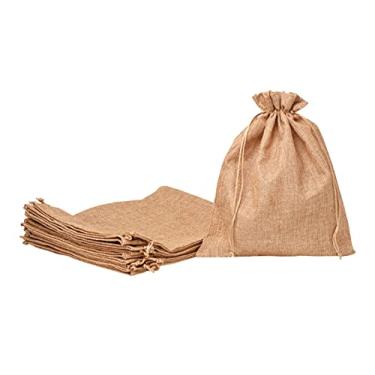 Imagem de Mandala Crafts Sacos de serapilheira com cordão - Conjunto pequeno de bolsa de cordão - Sacos de cordão de estopa de linho rústico a granel para sacolas de presente de serapilheira para festa de