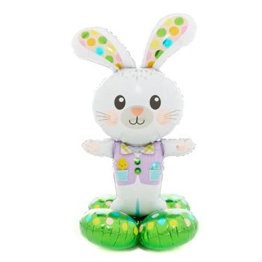 Imagem de Anagram Balão de papel alumínio para festa Airloonz Mylar Spotted Easter Bunny 117 cm, multicolorido