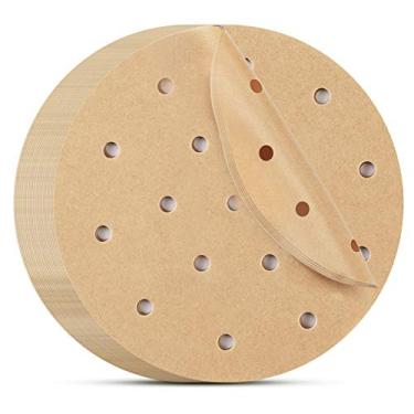 Imagem de Beasea Air Fryer forros redondos de 15,2 cm, 200 peças de papel de pergaminho cru papel de pergaminho perfurado papel vaporizador de bambu para fritadeira a ar e cesta a vapor