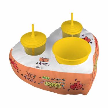 Imagem de Almofada Coração Cinema 2 Copos Balde De Pipoca Te Amo Tanto Que Nem Sei Explicar Namorados