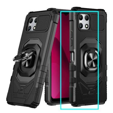 Imagem de Capa para celular T-Mobile Revvl 7 5G com protetor de tela, capa para celular Revvl 7 5G, proteção de nível militar, anel magnético embutido, suporte de silicone macio, resistente, capa à prova de