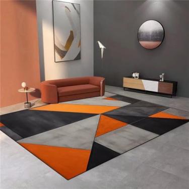 Imagem de Tapetes de decoração para casa para sala de estar, sofá geométrico laranja, mesas de centro, tapetes antiderrapantes para quarto, fiapos, grátis 1,180 x 280 cm, 71 x 110 pol.