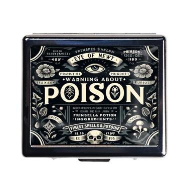 Imagem de DingRound Organizador de comprimidos de metal bonito e portátil – 8 compartimentos, acabamento cromado elegante, ideal para viagens e uso diário (veneno vintage)