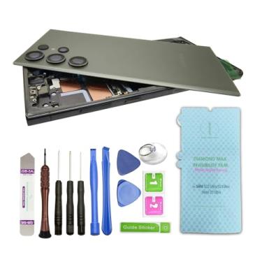 Imagem de Substituição de tela LCD original para Samsung Galaxy S23 Ultra 5G S918B S918B/DS S918U S918Ul S918W S918E S9168/DS + moldura verde + capa traseira verde + película protetora + ferramentas de montagem