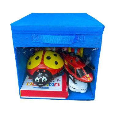 Imagem de Caixa Organizadora de Brinquedos Com Tampa Closet Armário Com Visor Transparente e Alça