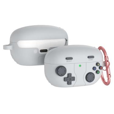 Imagem de Capa de fone de ouvido para Sony WF-1000XM5, capa protetora de silicone macio criativo com desenho fofo para Sony com chaveiro, cinza