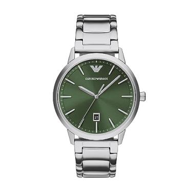 Imagem de Emporio Armani Relógio masculino com três ponteiros e pulseira de aço inoxidável prateado (modelo: AR11575), Prata