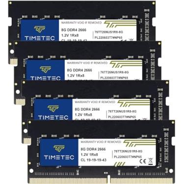 Imagem de Módulo de memória RAM Timetec DDR4 2666 MHz (DDR4-2666) PC4-21300 (PC4-2666V), sem buffer, não ECC, 1,2 V, CL19, 1Rx8/rank único, SODIMM 260 pinos, upgrade de laptop/notebook, kit de 32 GB (4 x 8 GB)