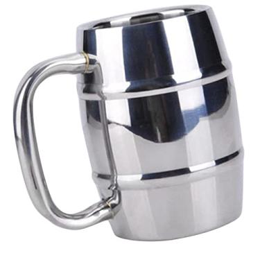 Imagem de Xiaojikuaipao Copo portátil em forma de barril de vinho de aço inoxidável, caneca com isolamento de parede dupla de 300 ml - ideal para acampamento, caminhada e viagens ao ar livre - ferrugem e fácil
